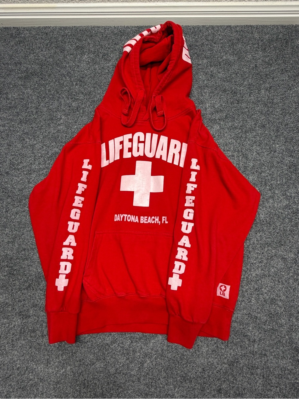 Lifeguard Daytona Beach Red Hooded Sweater